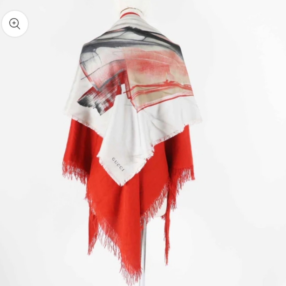 Authentic Gucci Red And Gradient Shawl with Fringe